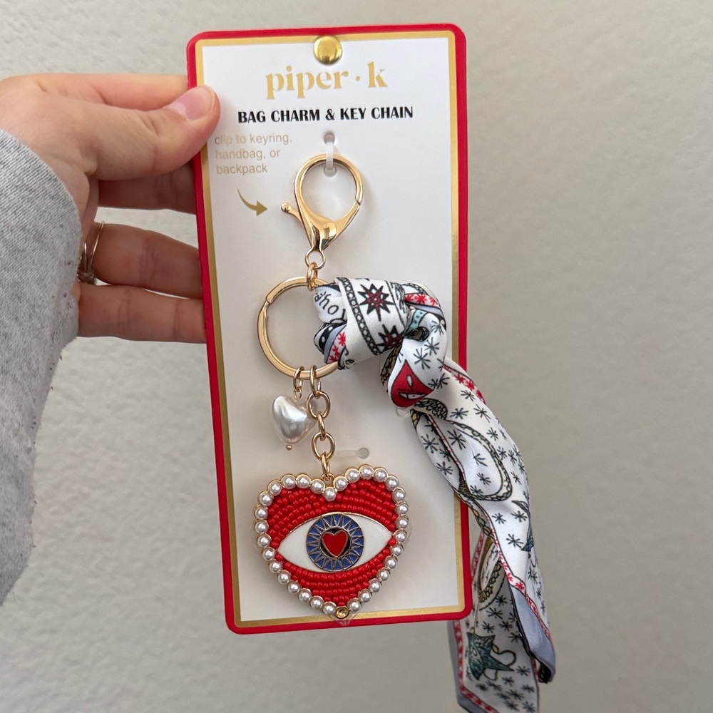 Piper Red Heart Bag Charm & Key Chain